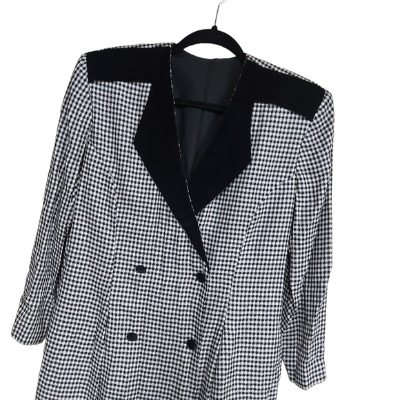 Vintage Black & White Houndstooth Print Double Breasted Blazer Dress - Picture 6 of 8